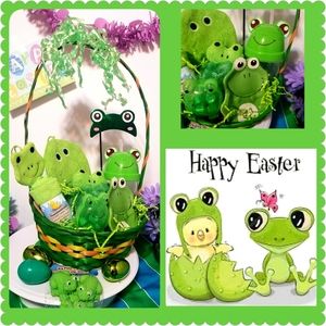 Baby's Frog Gift Bath Basket New